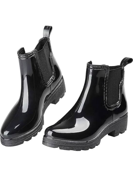 Capelli of New York Shoes - Capelli New York Jelly Rain Boots Black Gloss Chelsea Waterproof Lug Sole Size 9